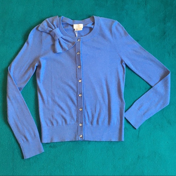 Periwinkle Bow Cardigan Rhinestone Buttons - Picture 3 of 6